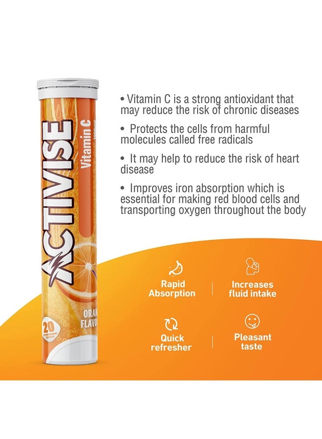 Activise Vitamin C 1000 Mg Orange Flavor Effervescent Tablets For Immunity Boost, Value Pack Of 2X20'S - Image 2