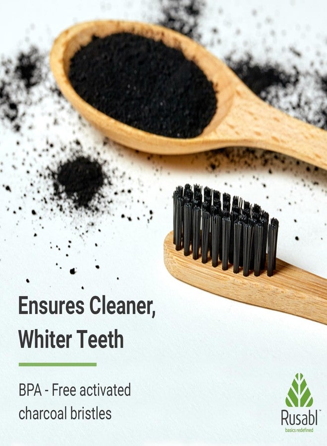 Rusabl Organic Bamboo Toothbrush for Adults (Pack of 4) Manual, Charcoal Activated Soft Bristles, Identification Marks, Biodegradable, Anti-Bacterial, Eco-friendly, Natural - Image 4