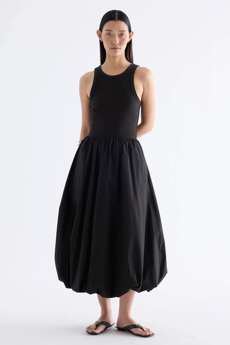 Maisy Ribbon-Tie Balloon Dress