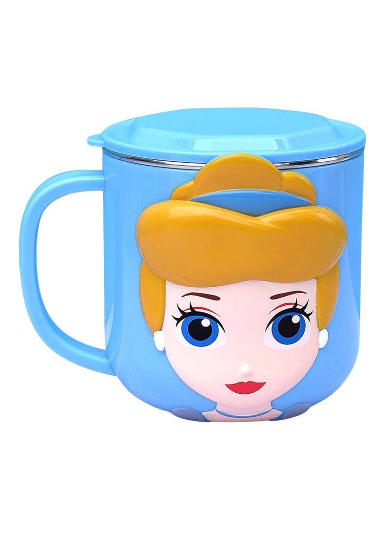 Disney كوب مياه للأطفال من الفولاذ المقاوم للصدأ سعة 280 مل بتصميم شخصية كرتونية ثلاثية الأبعاد (سندريلا) قطعة واحدة - Image 1