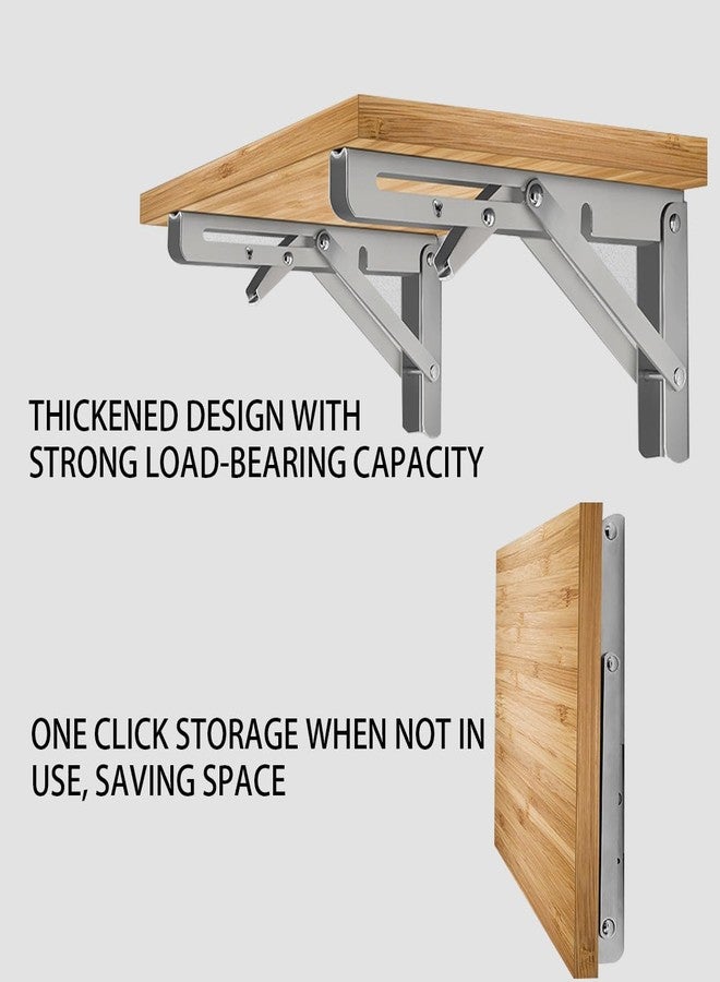 MIKMAYTOO Folding Shelf Brackets - Heavy Duty Stainless Steel Collapsible Shelf Bracket for Bench Table, Space Saving DIY Bracket, Max Load: 550lb (12 INCH-2PCS) - Image 2