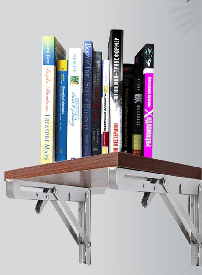 MIKMAYTOO Folding Shelf Brackets - Heavy Duty Stainless Steel Collapsible Shelf Bracket for Bench Table, Space Saving DIY Bracket, Max Load: 550lb (12 INCH-2PCS) - Image 3