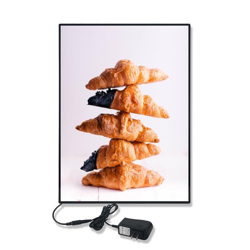 MOAAD A4 Slim LED Advertising Light Box Illuminated Poster Display Cafe Restaurants Menu Board Cinema Movie Poster Display Screen Aluminum Frame Tempered Glass Light Boxes (A4) - Image 1