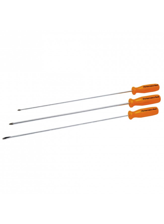 Performance Tool W924 Long Shaft Screwdriver Set, 3-Piece