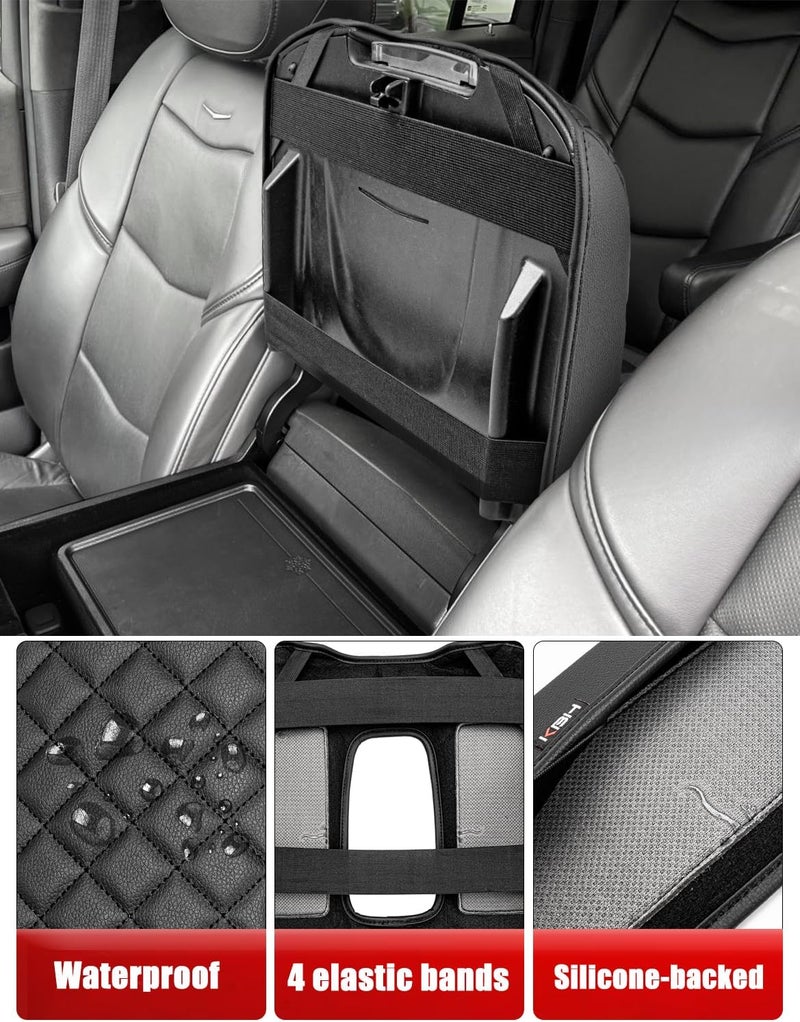 KBH Center Console Armrest Cover for Cadillac Escalade 2015 2016 2017 2018 2019 2020, PU Leather Upholstery, Console Lid Cushion Protector Arm Rest Covering, Anti-Scratch, Black - Image 4