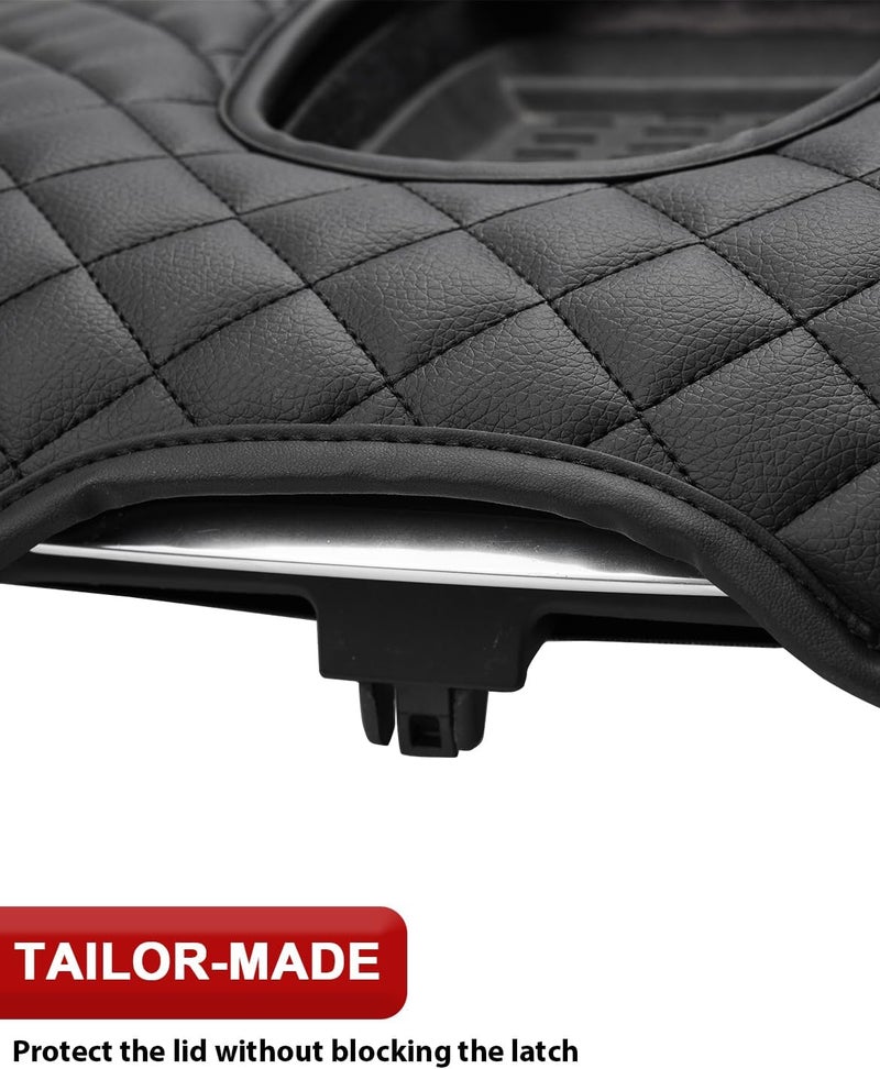 KBH Center Console Armrest Cover for Cadillac Escalade 2015 2016 2017 2018 2019 2020, PU Leather Upholstery, Console Lid Cushion Protector Arm Rest Covering, Anti-Scratch, Black - Image 5
