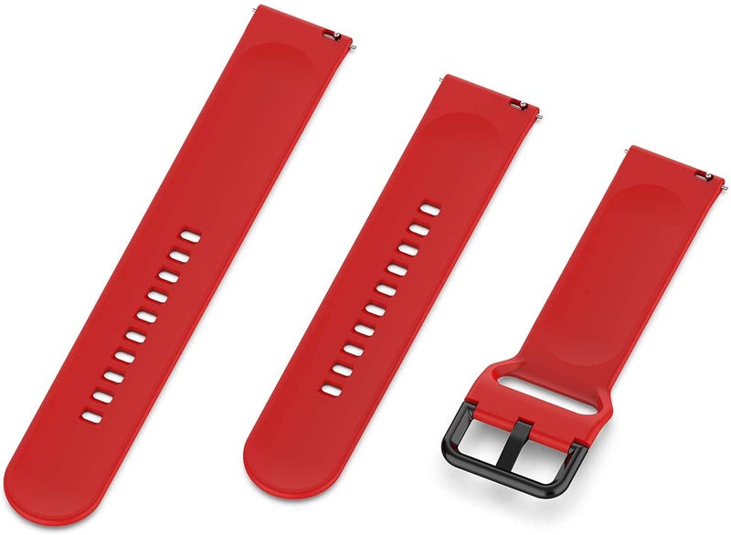 HUMBLE Silicone 19mm Replacement Band Strap with Metal Buckle Compatible with Noise Colorfit Pro 2, Storm Smart Watch & Watches with 19mm Lugs (Red) - Image 2