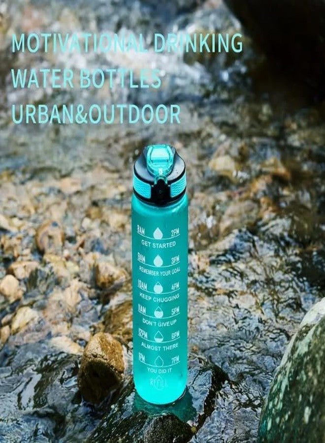JUGTE Plastic Water Bottles 1 Litre Sipper Bottle For Adults Motivational Water Bottle Sipper With Straw & Time For Gym Office School Home Water Bottle For Kids (Light Green) - Image 5