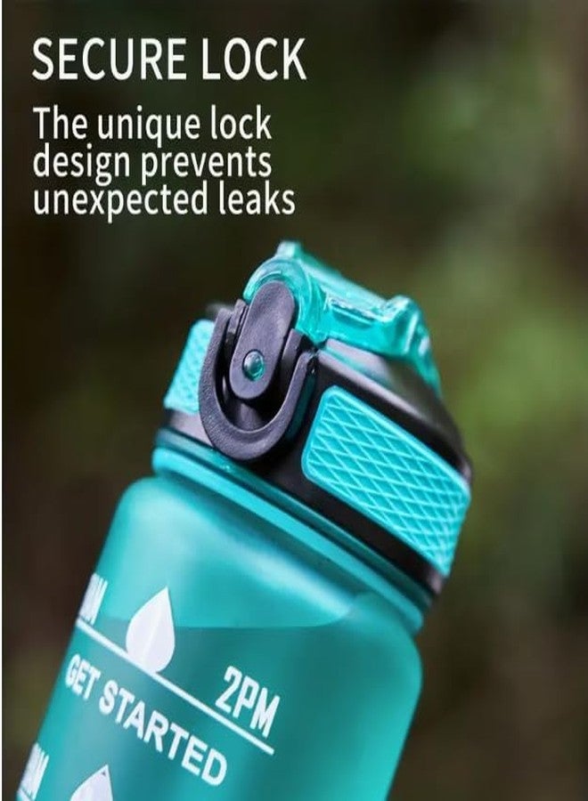 JUGTE Plastic Water Bottles 1 Litre Sipper Bottle For Adults Motivational Water Bottle Sipper With Straw & Time For Gym Office School Home Water Bottle For Kids (Light Green) - Image 3