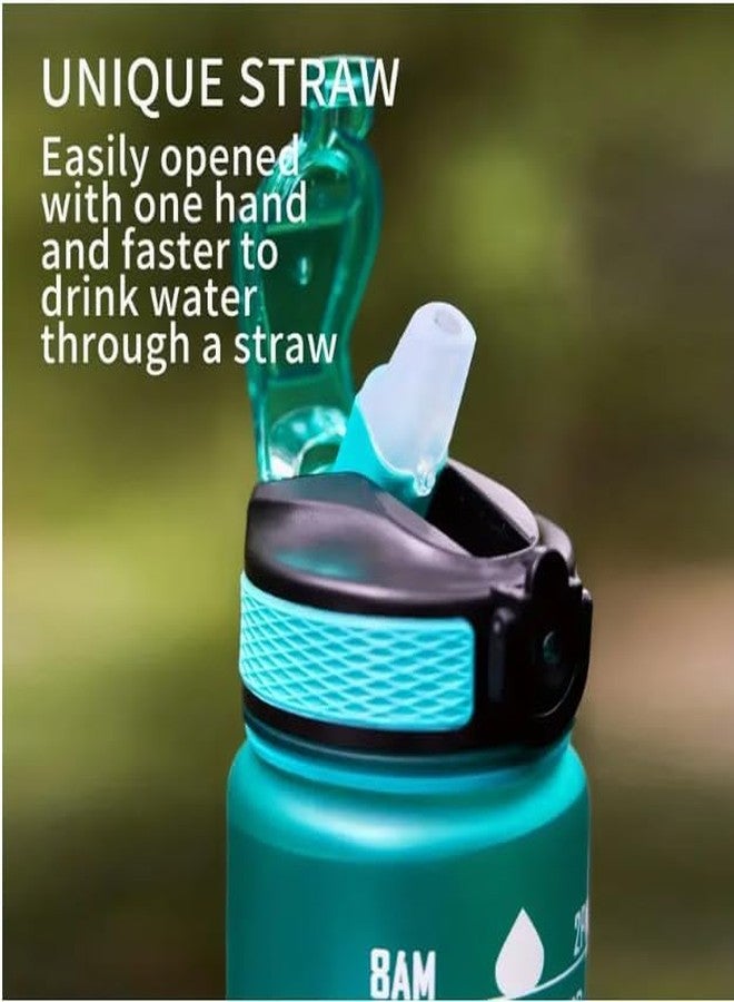 JUGTE Plastic Water Bottles 1 Litre Sipper Bottle For Adults Motivational Water Bottle Sipper With Straw & Time For Gym Office School Home Water Bottle For Kids (Light Green) - Image 4