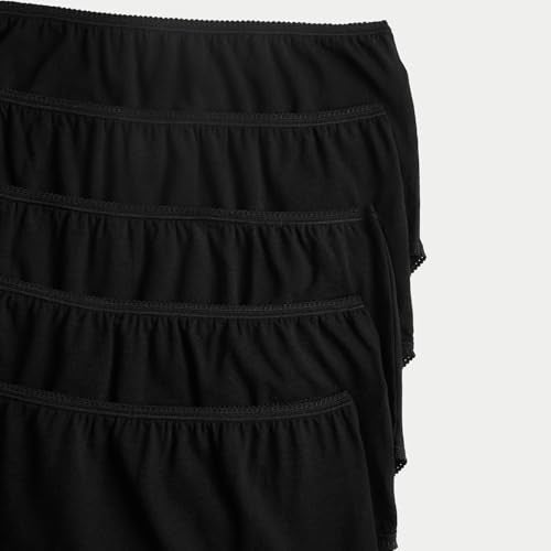 Marks & Spencer ماركس آند سبنسر سراويل داخلية نسائية كاملة من القطن والليكرا باللون الأسود الصلب - عبوة من 5 قطع - Image 2