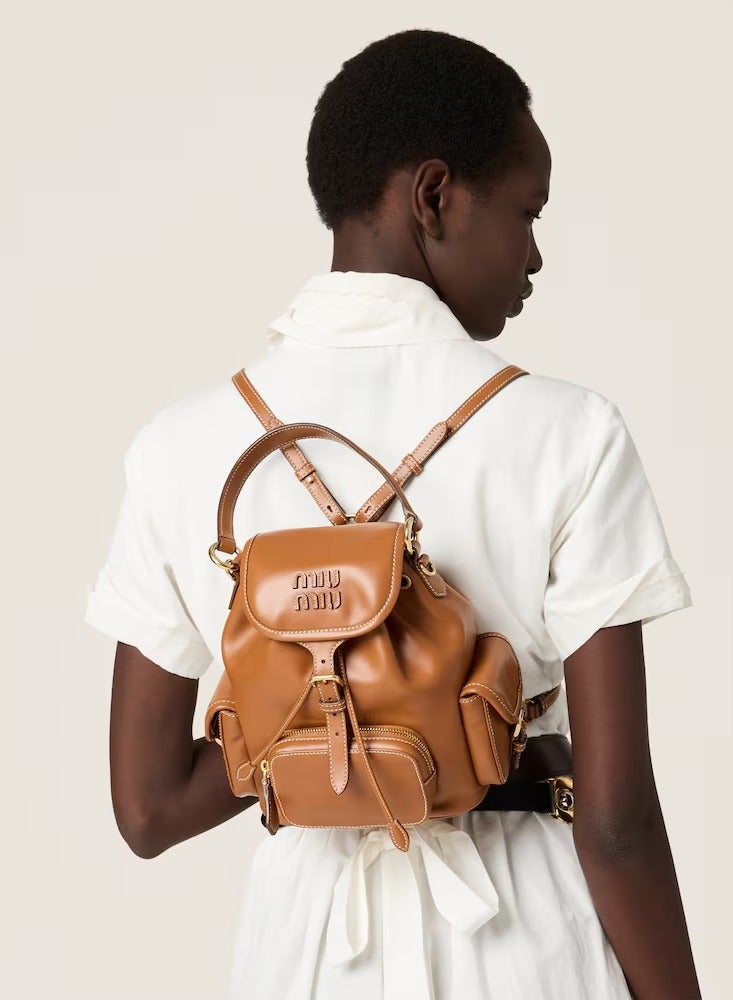 Miu Miu Lettering Logo Leather Backpack Flap - Image 5