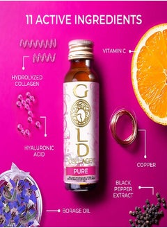 Gold Collagen GOLD COLLAGEN Pure The Original Liquid Collagen Drink for Women and Men - Marine Collagen Drink with Hyaluronic Acid for Skin Hair Nails  - Image 2