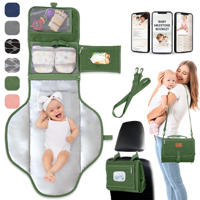 PILLANI Portable Changing Pad for Baby Travel Diaper Changing Pad for Newborn Large Waterproof Baby Changing Mat Foldable Detachable Diaper Changing Station with Baby Wipes Pockets Baby Stuff by Pillani - Image 2