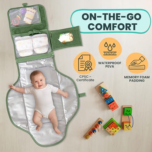 PILLANI Portable Changing Pad for Baby Travel Diaper Changing Pad for Newborn Large Waterproof Baby Changing Mat Foldable Detachable Diaper Changing Station with Baby Wipes Pockets Baby Stuff by Pillani - Image 3