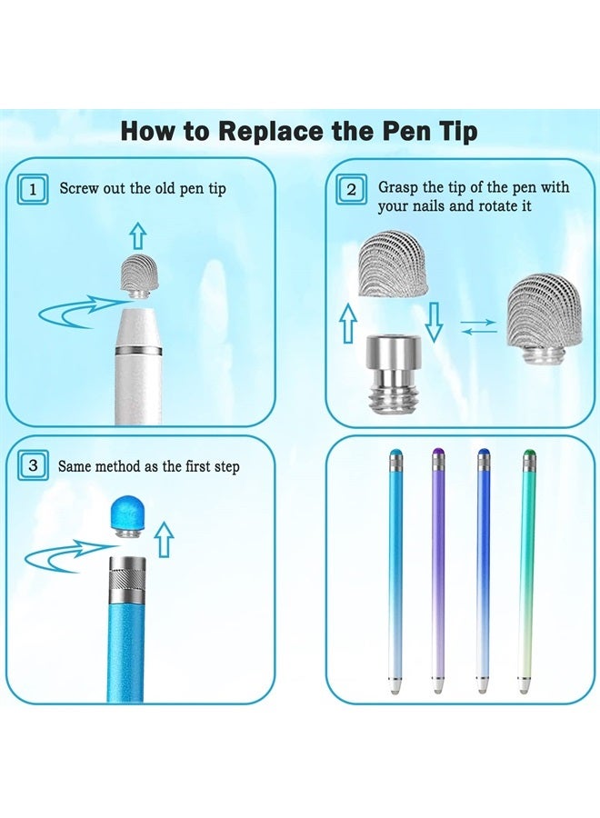 Luntak 2 in 1 Stylus Pens for Touch Screens High Sensitivity & Precision iPad Pen with 8 Extra Tips,Stylus Pen for iPhone Compatible with All Touch Screen Devices-4 Packs - Image 4