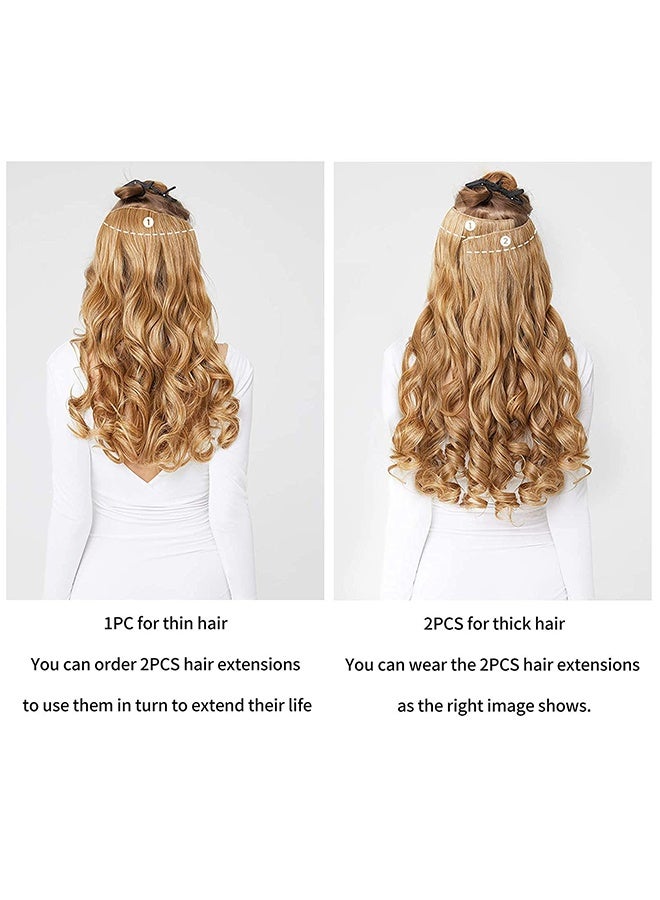 55cm 1-Pack  Full Head Curly Wave Clips in on Synthetic Hair Extensions Hairpieces for Women 5 Clips per Piece-Dark Brown - Image 5