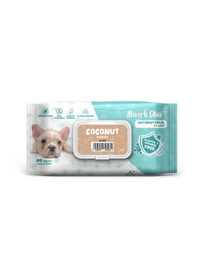Absolute Holistic Absolute Pet Absorb Plus Antibacterial Pet Wipes Coconut 80 Sheets - Image 3