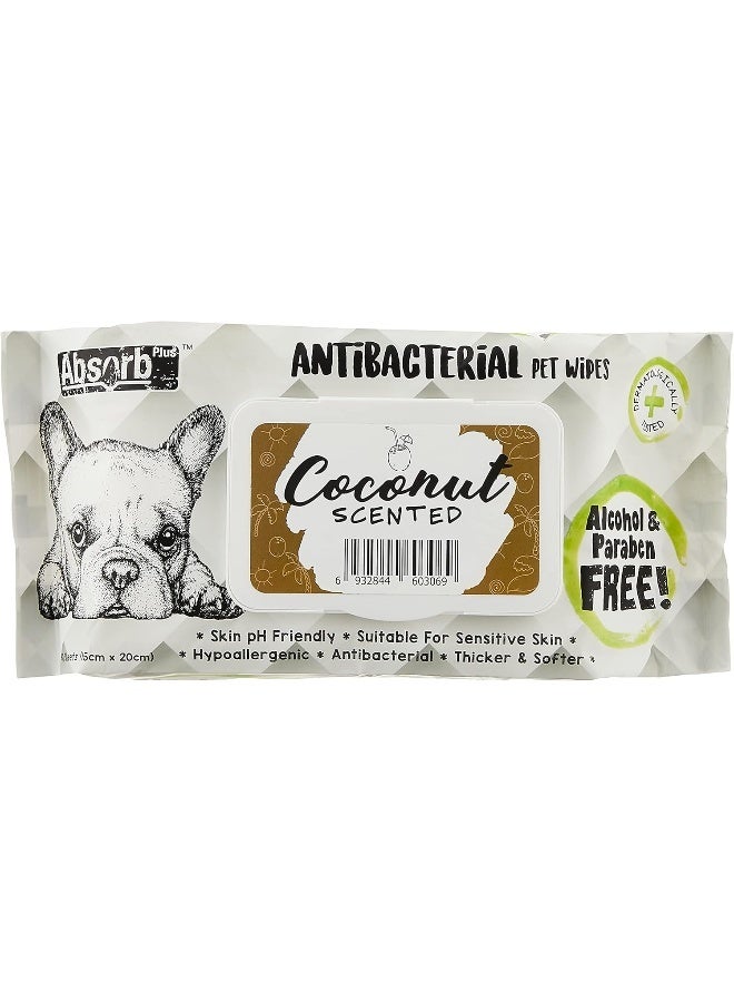 Absolute Holistic Absolute Pet Absorb Plus Antibacterial Pet Wipes Coconut 80 Sheets - Image 1