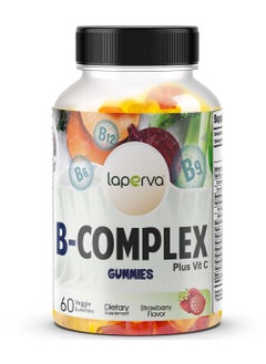 Laperva Vitamin B Complex Gummies  Strawberry Flavor  60 Veggie Gummies  Boost Energy Levels Support Red Blood Cell Growth Enhance Brain Function 