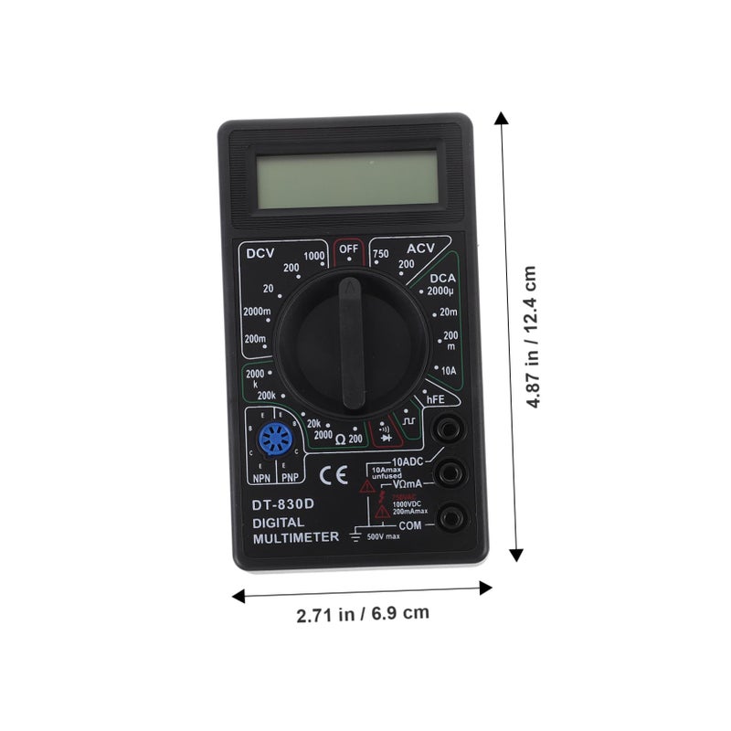 Digital Multimeter For Beginners Safe Double Fuse LCD Display Diode Transistor Tester With Test Probe Leads - Image 3