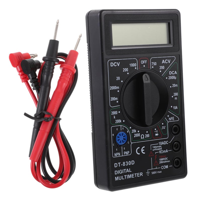 Digital Multimeter For Beginners Safe Double Fuse LCD Display Diode Transistor Tester With Test Probe Leads - Image 2