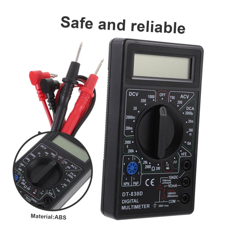 Digital Multimeter For Beginners Safe Double Fuse LCD Display Diode Transistor Tester With Test Probe Leads - Image 4