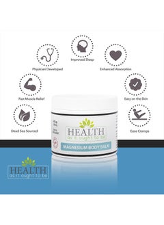 Health As It Ought To Be Magnesium Body Balm for Muscle Relief | All Natural Magnesium Oil Body Balm Infused with Arnica, Aloe Vera, Jojoba & Coconut Oil | For Headaches, Cramps, & Fast Muscle Relief | 4-Ounce  - Image 3