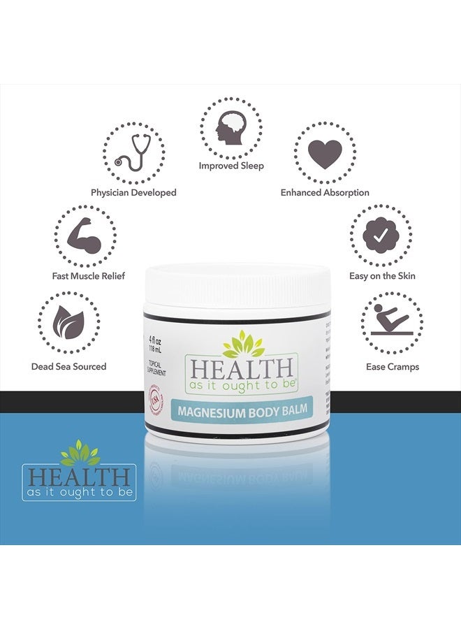 Health As It Ought To Be Magnesium Body Balm for Muscle Relief | All Natural Magnesium Oil Body Balm Infused with Arnica, Aloe Vera, Jojoba & Coconut Oil | For Headaches, Cramps, & Fast Muscle Relief | 4-Ounce - Image 3