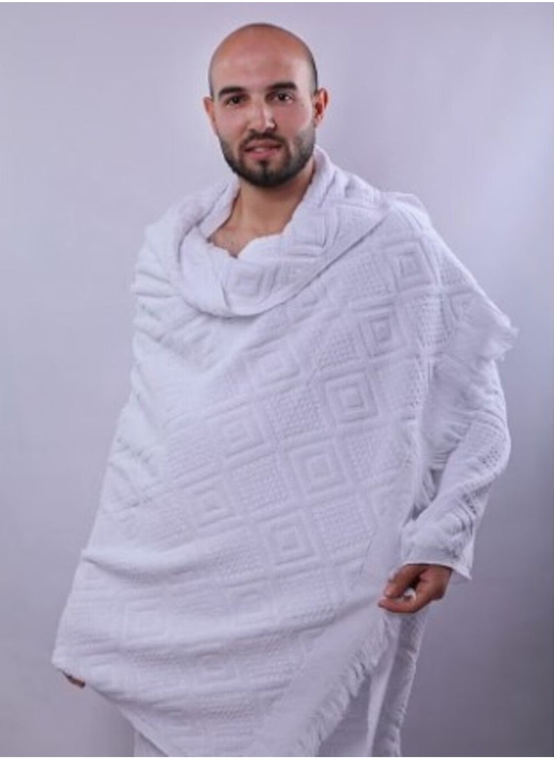FULL JOY - Ihram 2-Piece Hajj And Umrah Religious Cloth For Men , White - Image 1