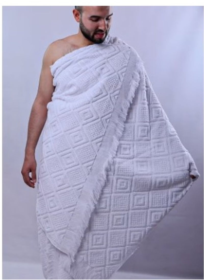 FULL JOY - Ihram 2-Piece Hajj And Umrah Religious Cloth For Men , White - Image 1