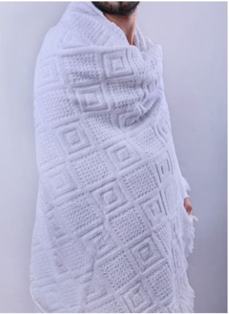 FULL JOY - Ihram 2-Piece Hajj And Umrah Religious Cloth For Men , White - Image 1