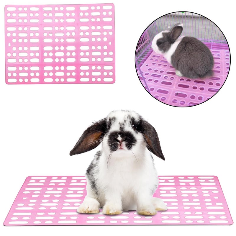 Sage Square Rabbit Floor Mat – Soft & Comfortable Mat for Small Pets, Indoor Use, Durable, Non-Slip, Easy Clean, Pet-Safe, Providing Comfort, Warmth, Hygiene in Pet Areas or Cages (Pink, Pack of 2) - Image 1