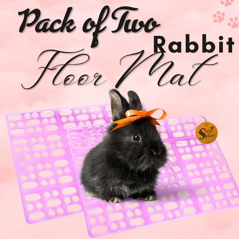 Sage Square Rabbit Floor Mat – Soft & Comfortable Mat for Small Pets, Indoor Use, Durable, Non-Slip, Easy Clean, Pet-Safe, Providing Comfort, Warmth, Hygiene in Pet Areas or Cages (Pink, Pack of 2) - Image 2