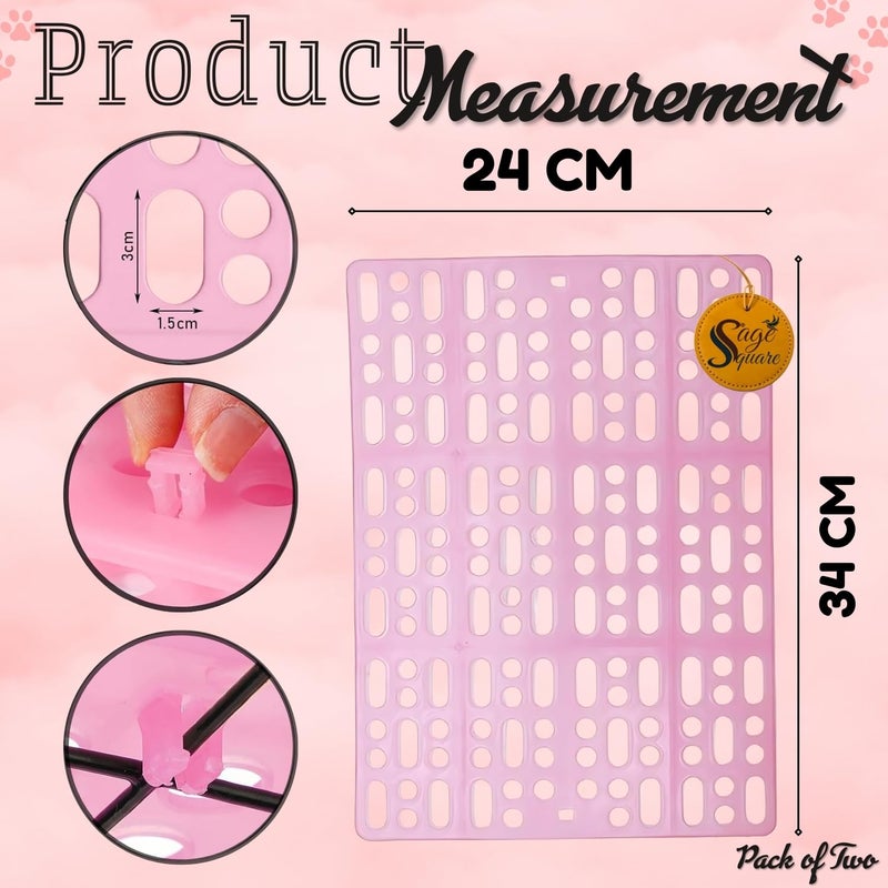 Sage Square Rabbit Floor Mat – Soft & Comfortable Mat for Small Pets, Indoor Use, Durable, Non-Slip, Easy Clean, Pet-Safe, Providing Comfort, Warmth, Hygiene in Pet Areas or Cages (Pink, Pack of 2) - Image 3