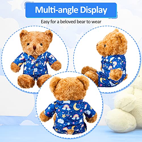 Bunnycool 2 Pcs PJ's Bear Clothes Outfit, Fit Most 12-16 Inch Bears Stuffed Clothes Pajamas Plushy for Stuffed , Pre Kindergarten Toys(Blue,Pajamas) - Image 3