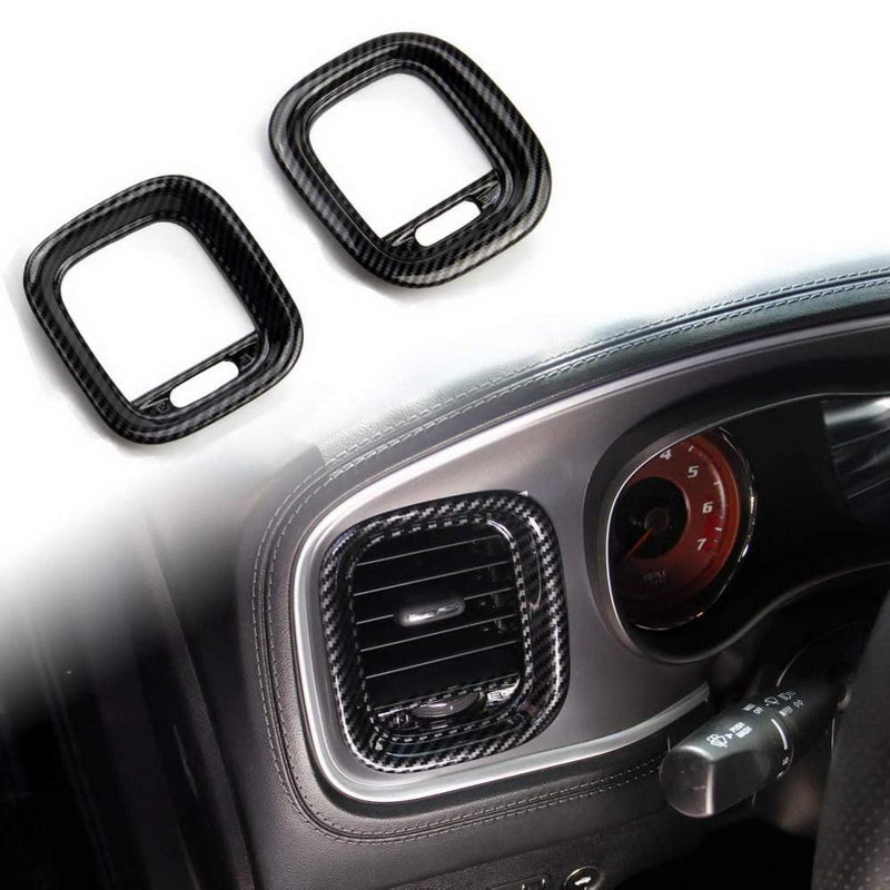 crosselec Carbon Fiber Air Vent Cover AC Outlet Trim kit for Dodge Charger 2015