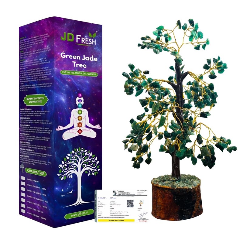 JD FRESH JD FRESH Green Jade TreeCrystal Tree for Positive EnergyHandmade crystal Treepositive energy items for homeGreen Gemstone TreeGood Luck Gem Bonsai Money Tree Spiritual Mystical Gift 300 Beads