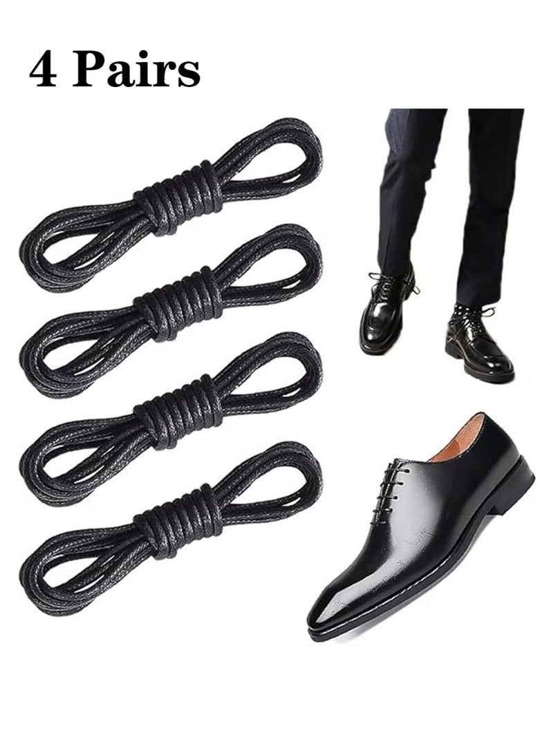 GMORO 4 Pairs Waxed Round Bootlaces Premium,Formal Cotton Shoelaces for Oxford Dress Boots Leather Shoes 80 cm Normal Men's and Women's British Style Casual Leather Shoes Leather Boots Shoelaces - Image 1