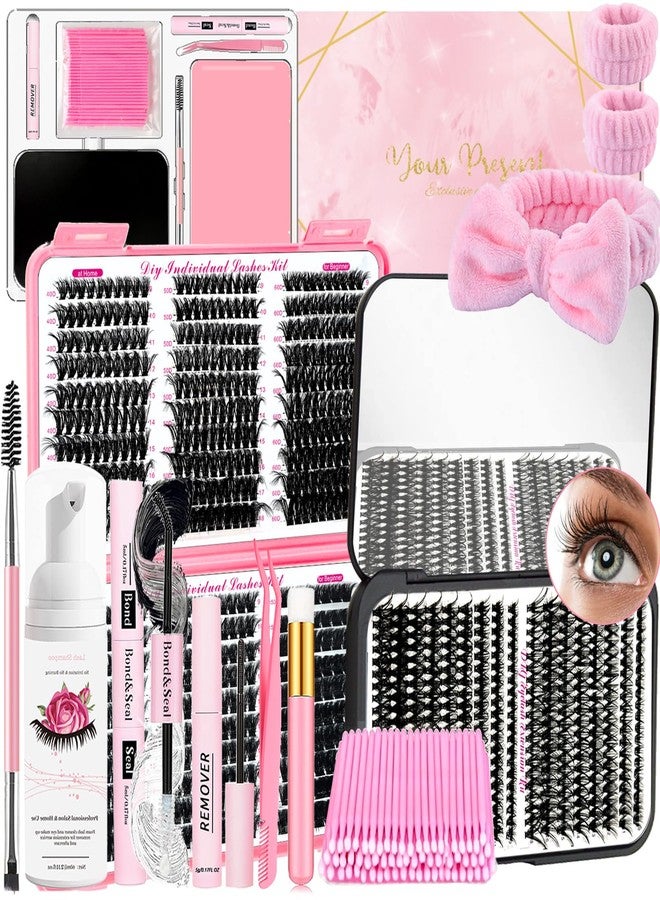QUKLOGEN DIY Fluffy Lash Extension Kit 900Pcs D Curl 9-18mm Lash with Lash Bond and Seal,Quick Glue Remover Lash Shampoo Cleansing Brush Wristband Tweezers Eyelash Brush Mini Applicator - Image 1