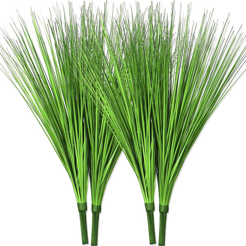 Beebel Artificial Plants 17 Artificial Onion Grass Bushes UV Resistant Plants Faux Shrubs Fake Wheat Grass Greenery Topiaries for Bathroom Home Office House Decorations 4 PcsGreen