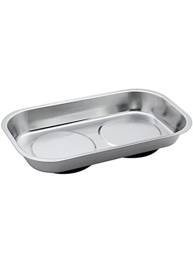 Stainless Steel Rectangle Magnet Tray For Garage Office Home Use 6x4 Inch - Image 1