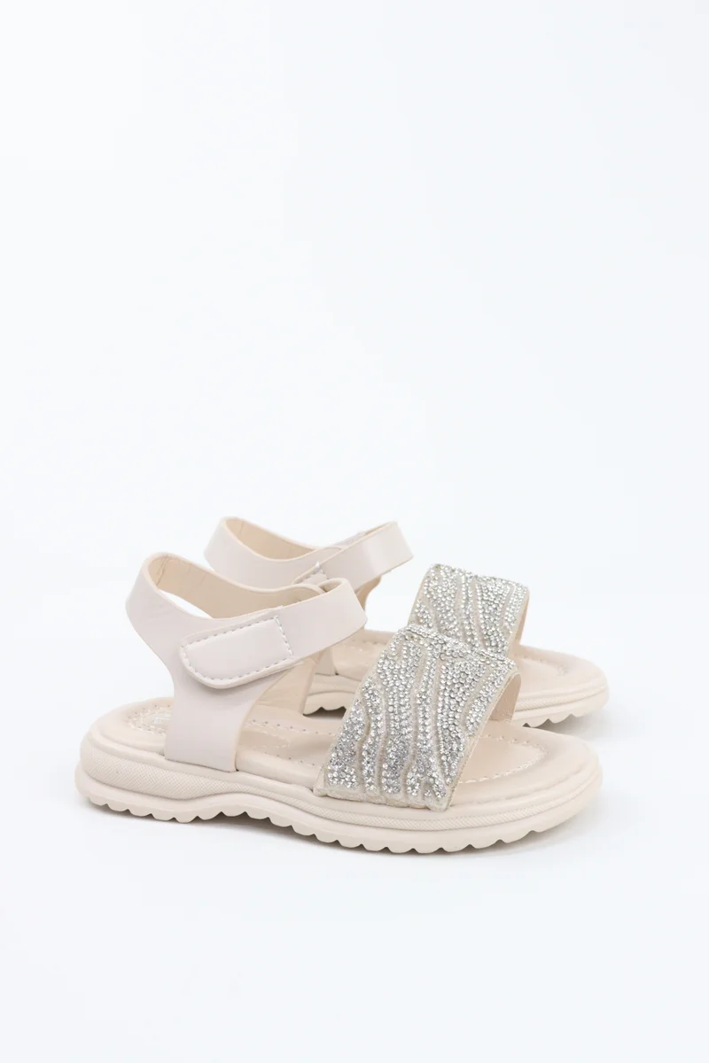 Viny VINY Girls Rhinestone Sandals – Elegant Crystal Embellished Sandals for Girls, Sparkly Party Sandals, Comfortable Dress Sandals for Weddings, Birthdays & Special Occasions (Black, Pink, White, Beige)