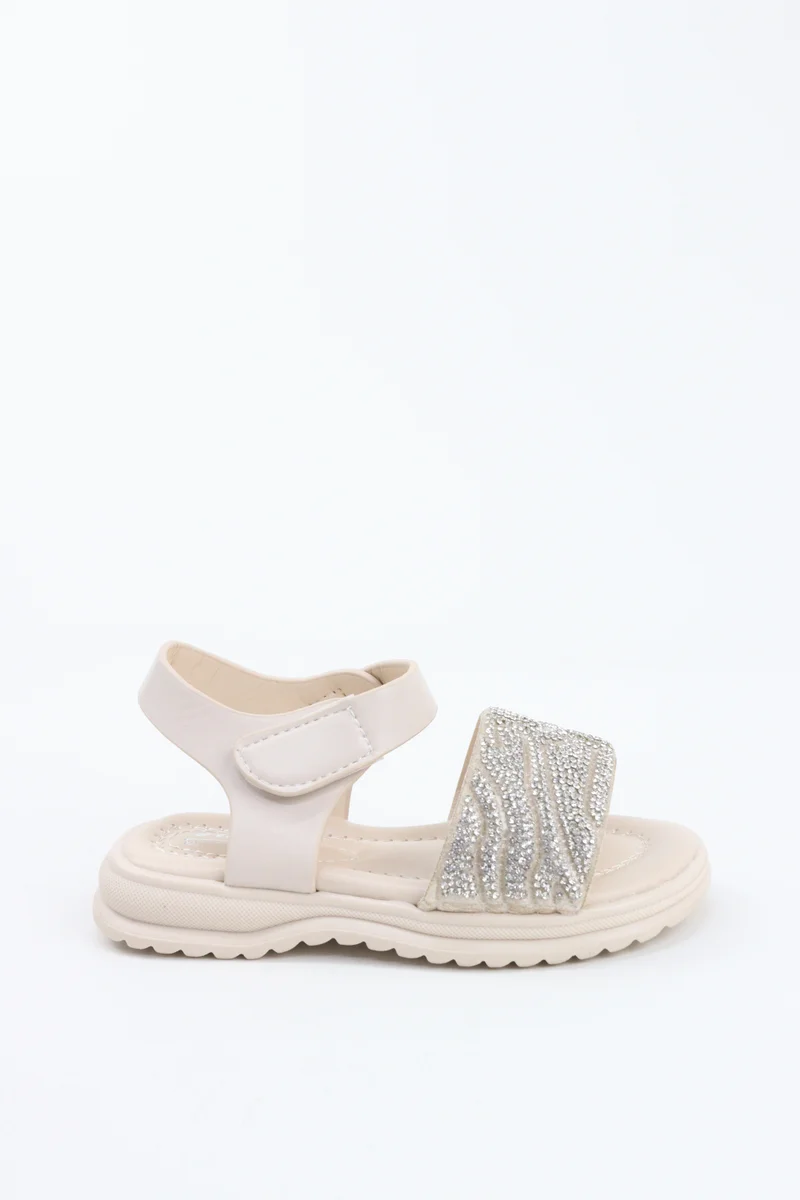 Viny VINY Girls Rhinestone Sandals – Elegant Crystal Embellished Sandals for Girls, Sparkly Party Sandals, Comfortable Dress Sandals for Weddings, Birthdays & Special Occasions (Black, Pink, White, Beige)