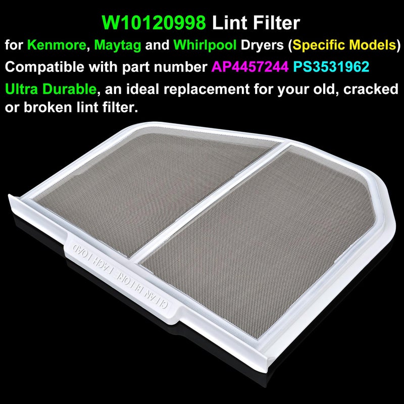 Jolaxy W10120998 Lint Filter Replacement For Kenmore Maytag Whirlpool Dryers Upgraded Ultra Durable Stainless Steel Mesh Screen Trap Compatible With Part Number Ap3967919 Ps1491676 - Image 4