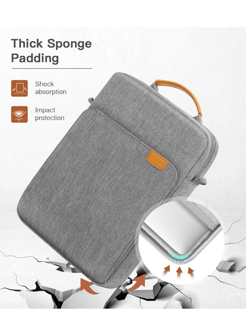Nadrab 13-14.1 Inch Laptop Sleeve Bag, Internal 33x24.2x5cm, Fits MacBook Air 13.6" M5 2026 / MacBook Pro 14.2" M5 2026, iPad Pro 13" M5, Huawei MatePad Pro 13.2", Shockproof Carrying Case with Handle & Strap, Gray - Image 4