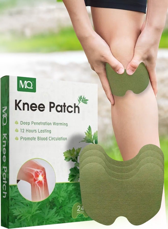 MQ 24 Pcs Knee Patch Knee Pain Relief Patches Relieve Knee Pain Wormwood Heat Patch for Knee Joint Pain Relief Neck Shoulder Muscle Soreness Patch Long Lasting Self Warming Moxibustion Meridians Patch - Image 1