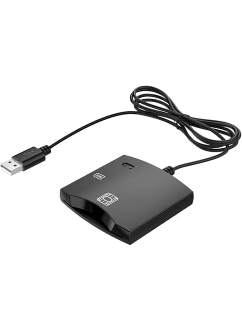 SYOSI Smart SIM Card Reader Writer - EMV Programmer, DOD Military CAC Card Reader with SDK Kit, USB ISO7816 Contact Card Support, Compatible with Mac OS, Windows & Linux (Black) - Image 1