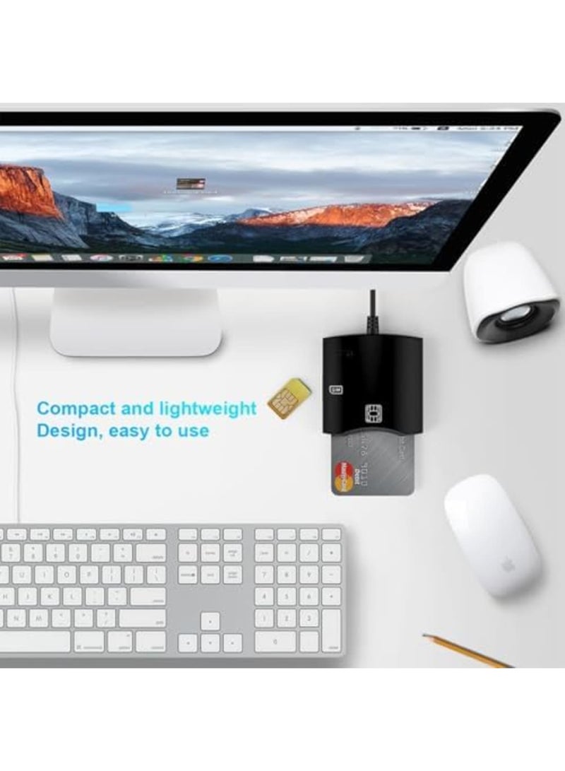 SYOSI Smart SIM Card Reader Writer - EMV Programmer, DOD Military CAC Card Reader with SDK Kit, USB ISO7816 Contact Card Support, Compatible with Mac OS, Windows & Linux (Black) - Image 2