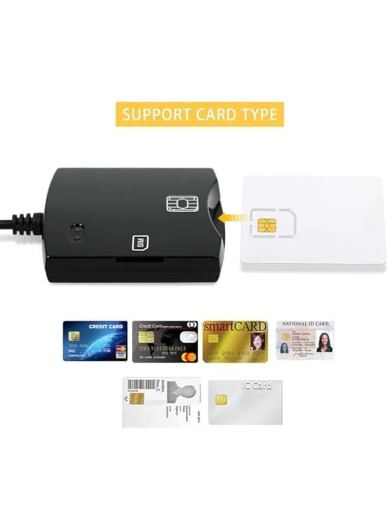 SYOSI Smart SIM Card Reader Writer - EMV Programmer, DOD Military CAC Card Reader with SDK Kit, USB ISO7816 Contact Card Support, Compatible with Mac OS, Windows & Linux (Black) - Image 3